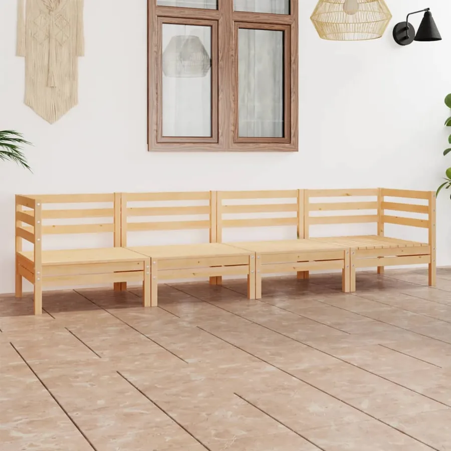Salon de jardin 4 pcs Bois de pin massif