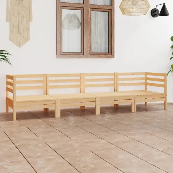 Salon de jardin 4 pcs Bois de pin massif