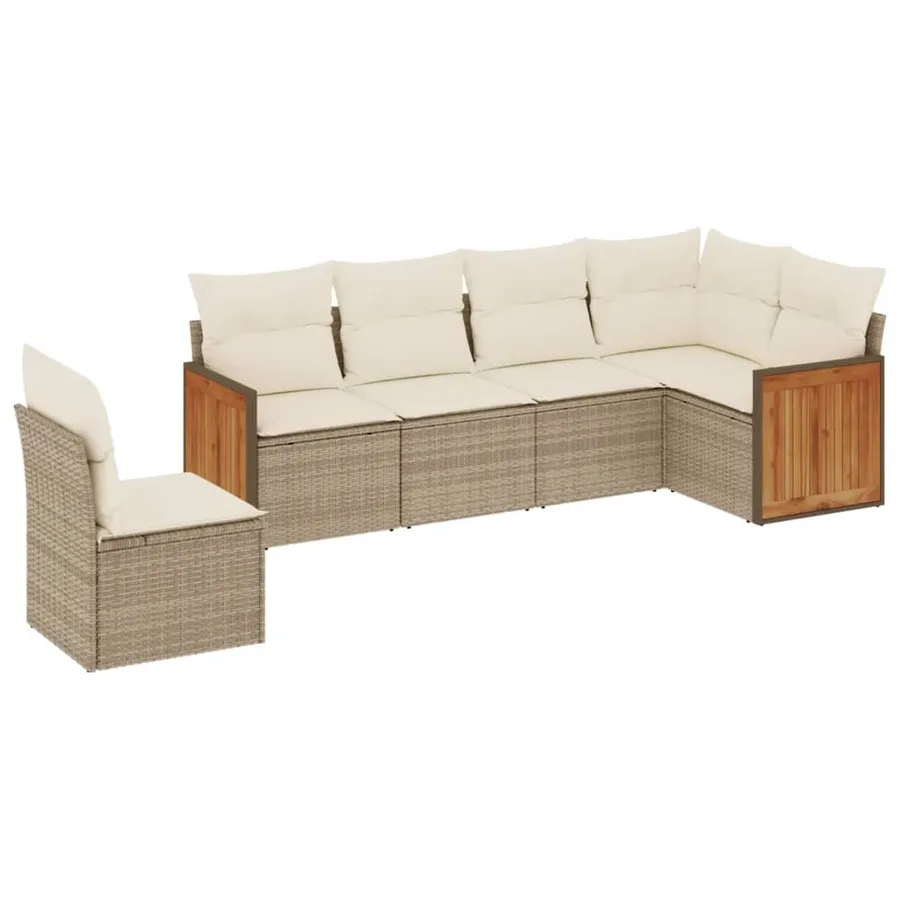 Salon de jardin avec coussins 6 pcs beige résine tressée - 2
