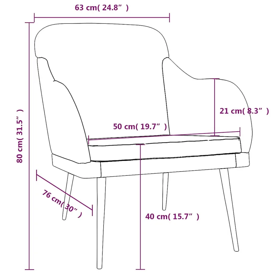 Fauteuil Bleu 63x76x80 cm Velours - 8