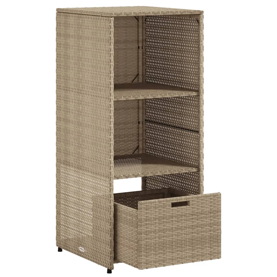 Armoire de rangement de jardin beige 50x55x115cm résine tressée - 6