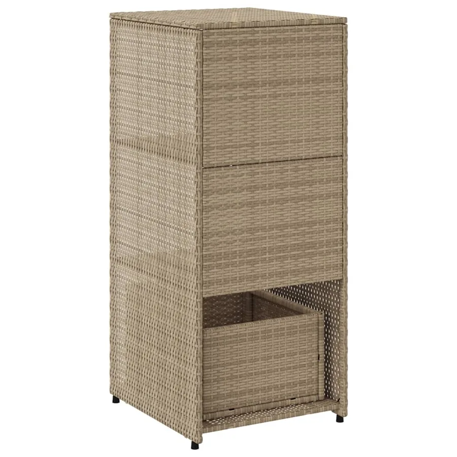 Armoire de rangement de jardin beige 50x55x115cm résine tressée - 9