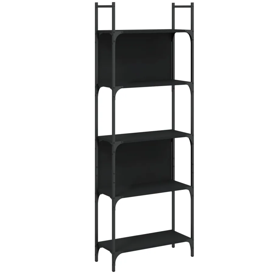 Bibliothèque à 5 niveaux noir 60,5x24x166,5cm bois d'ingénierie - 2