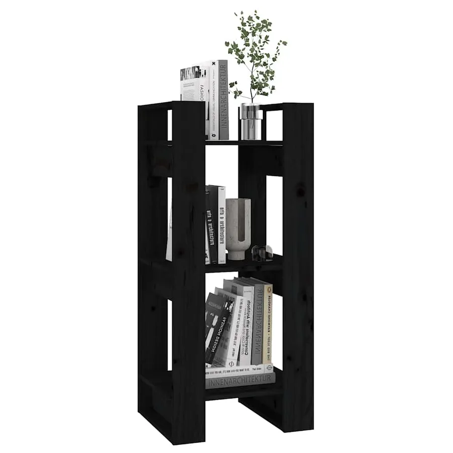 Bibliothèque/Séparateur de pièce Noir 41x35x91 cm Pin solide - 5