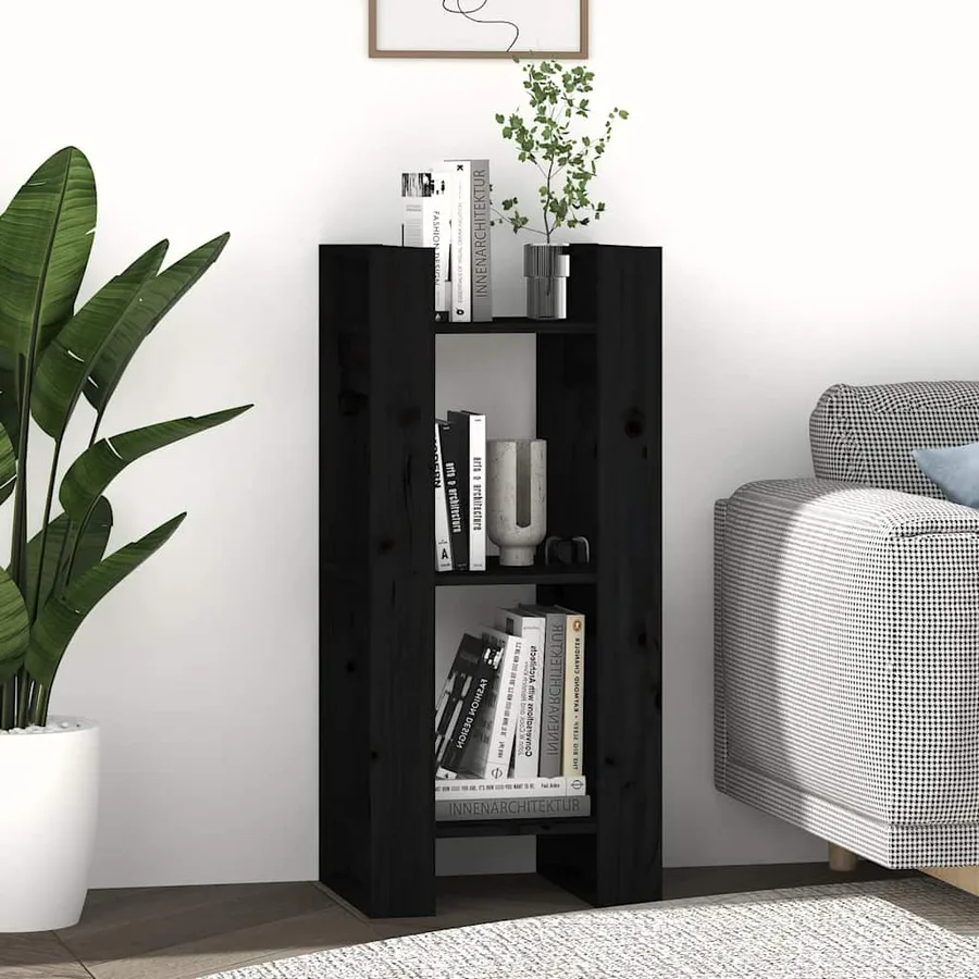 Bibliothèque/Séparateur de pièce Noir 41x35x91 cm Pin solide - 6