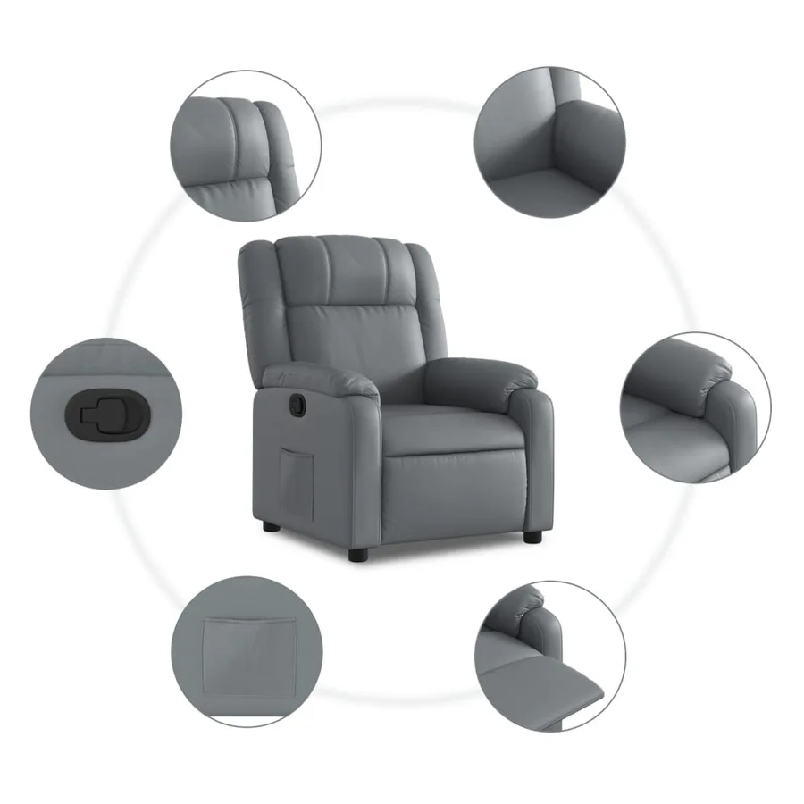 Fauteuil inclinable Gris Similicuir - 5
