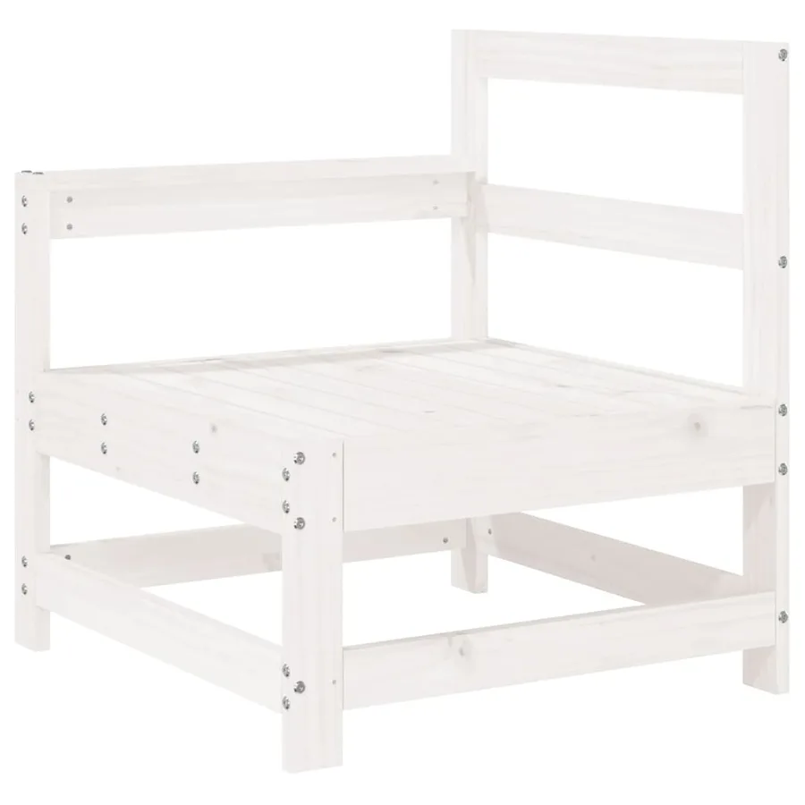 Salon de jardin 5 pcs blanc bois massif de pin - 3