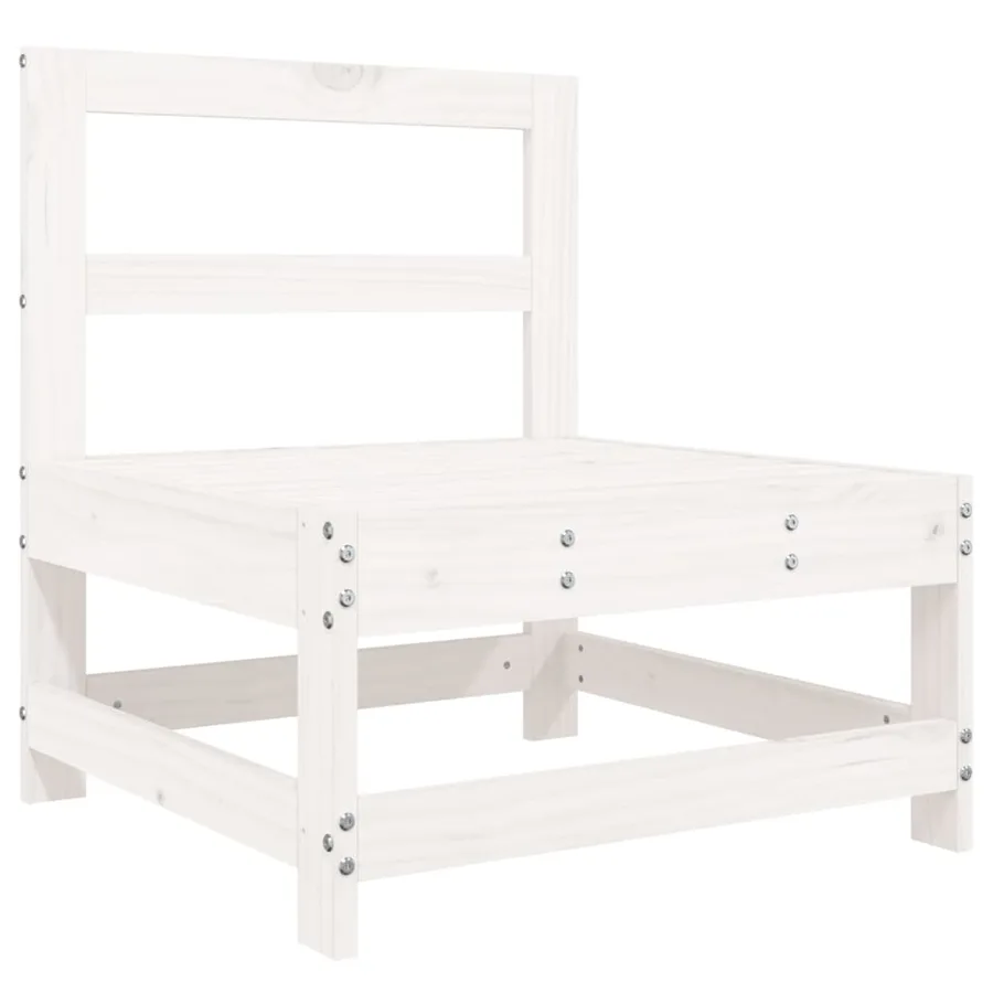 Salon de jardin 5 pcs blanc bois massif de pin - 4