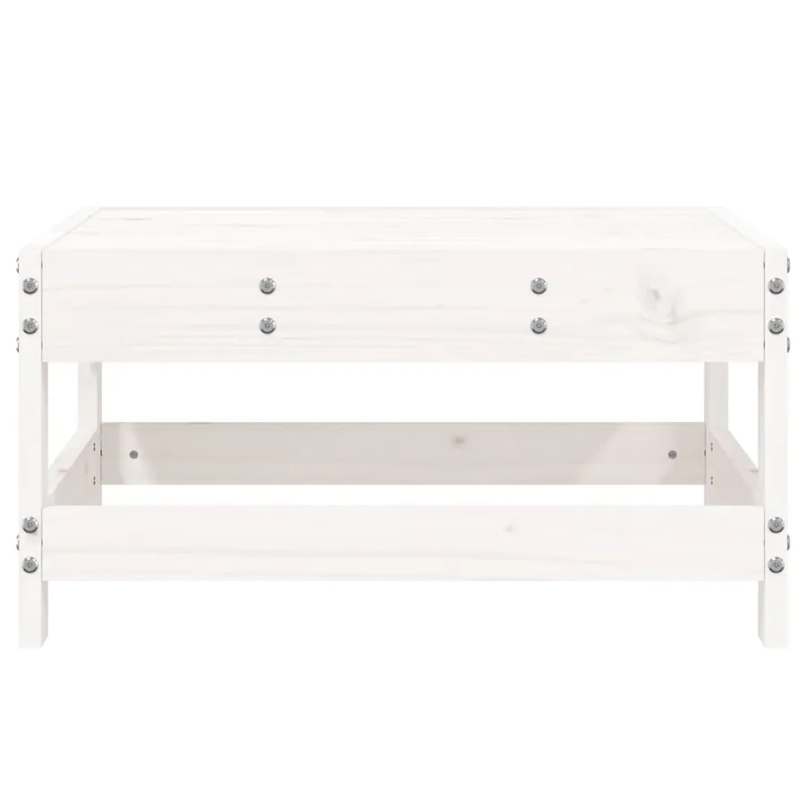 Repose-pied de jardin blanc bois de pin massif - 3