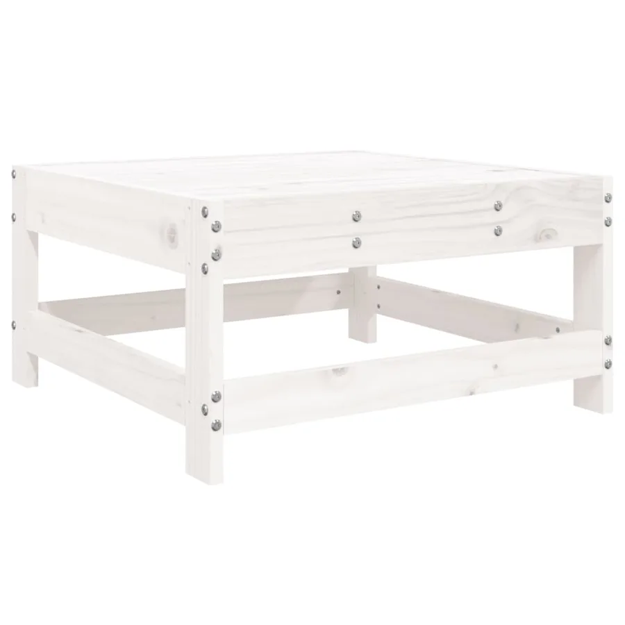 Repose-pied de jardin blanc bois de pin massif - 4