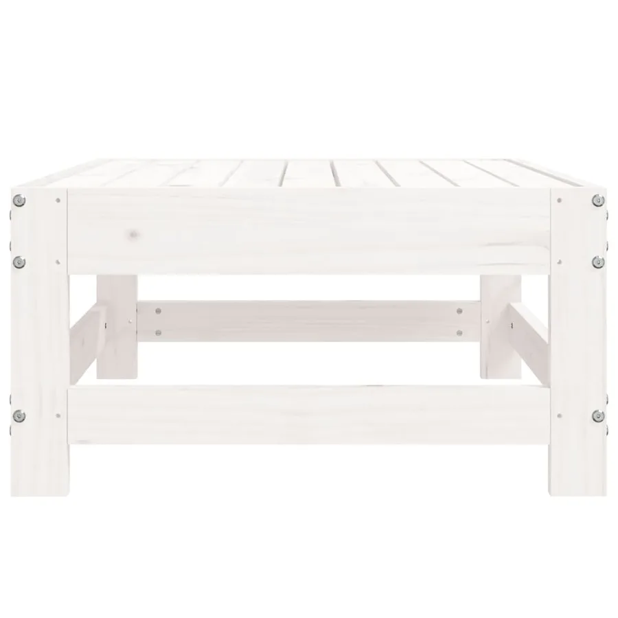 Repose-pied de jardin blanc bois de pin massif - 5