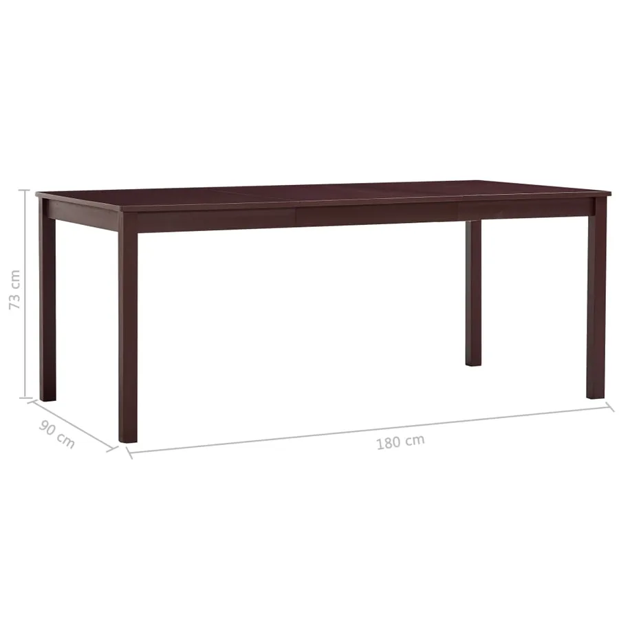Table à manger Marron foncé 180x90x73 cm Bois de pin - 5
