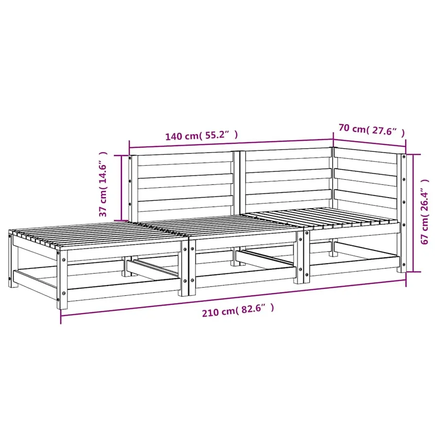 Canapé de jardin repose-pieds 2 places blanc bois massif de pin - 12