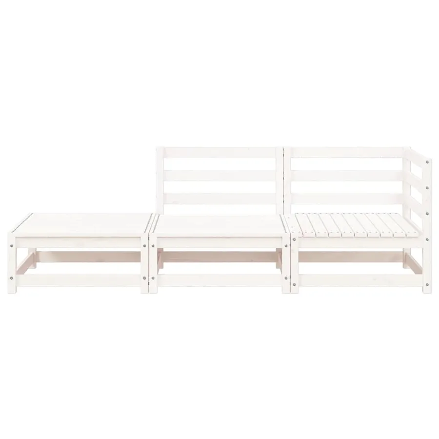 Canapé de jardin repose-pieds 2 places blanc bois massif de pin - 4
