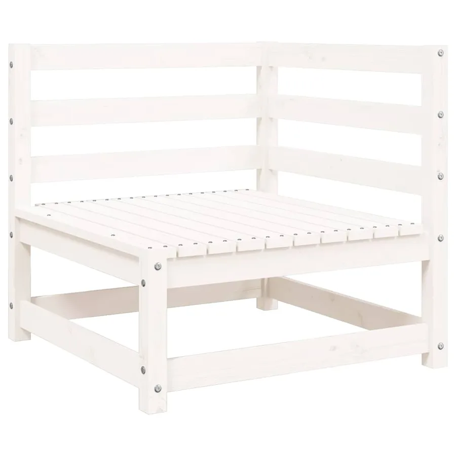 Canapé de jardin repose-pieds 2 places blanc bois massif de pin - 5