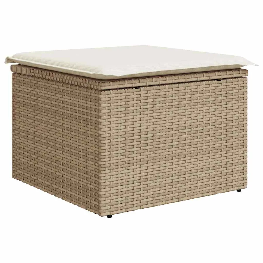 Salon de jardin 11 pcs avec coussins beige résine tressée - 6