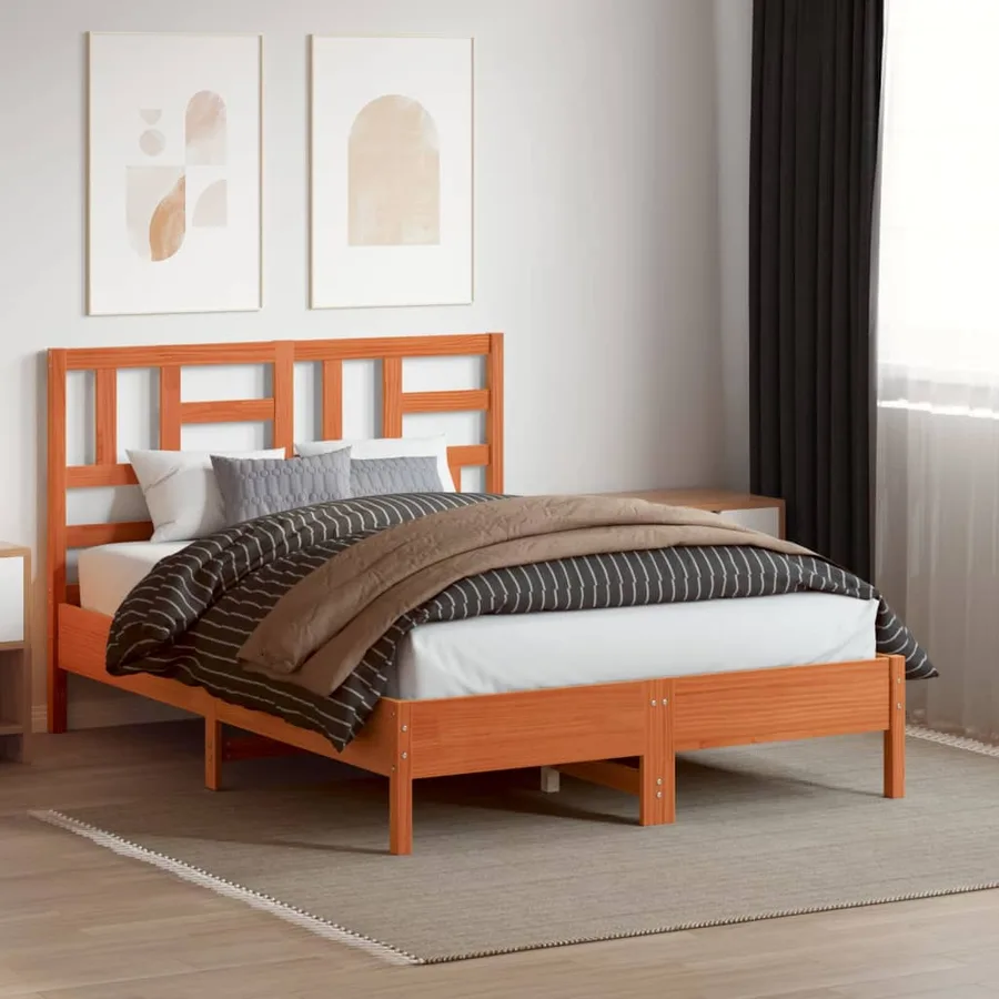 Tête de lit cire marron 135 cm bois massif de pin - 3