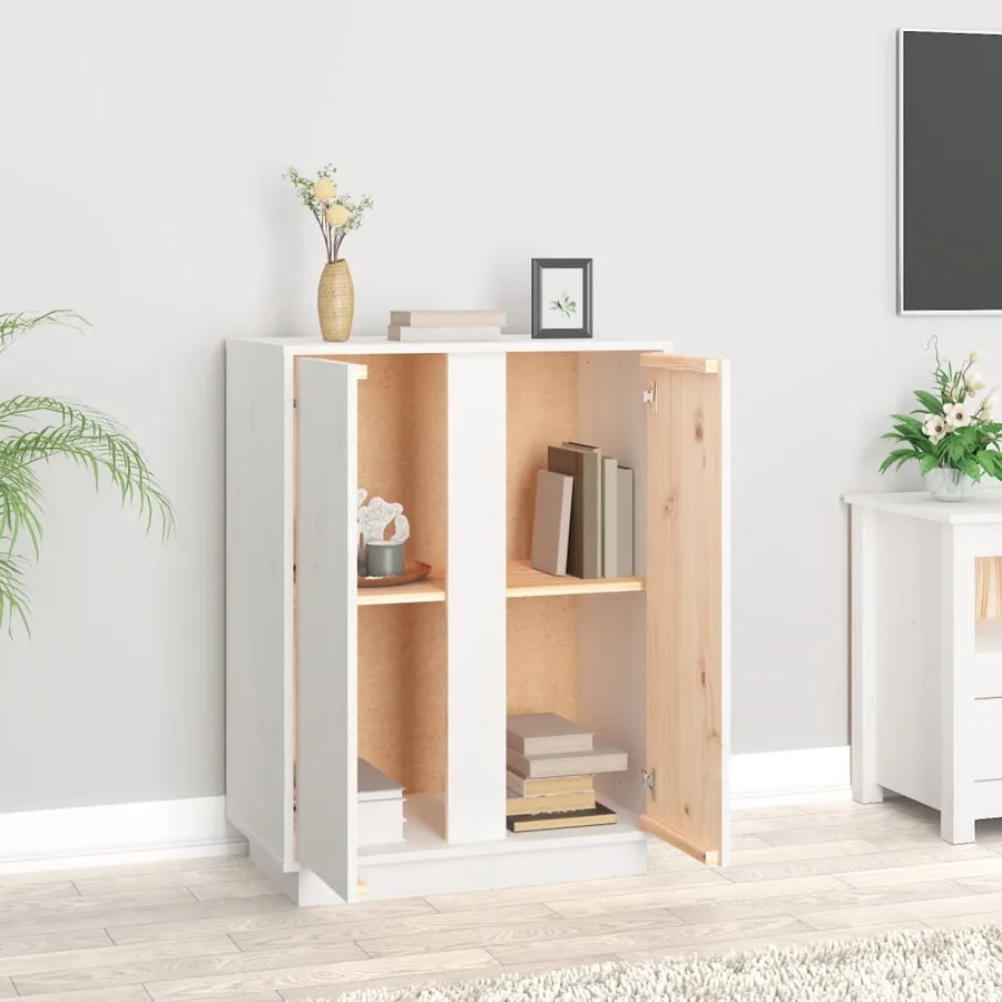 Buffet Blanc 60x35x80 cm Bois massif de pin - 3