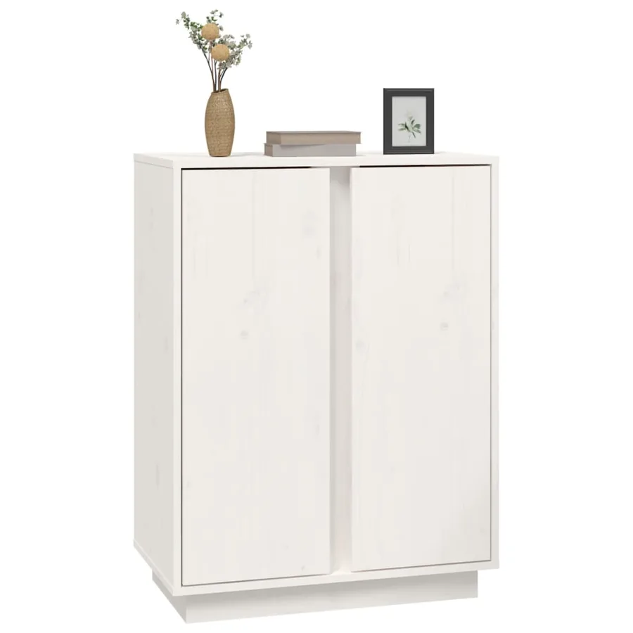 Buffet Blanc 60x35x80 cm Bois massif de pin - 4
