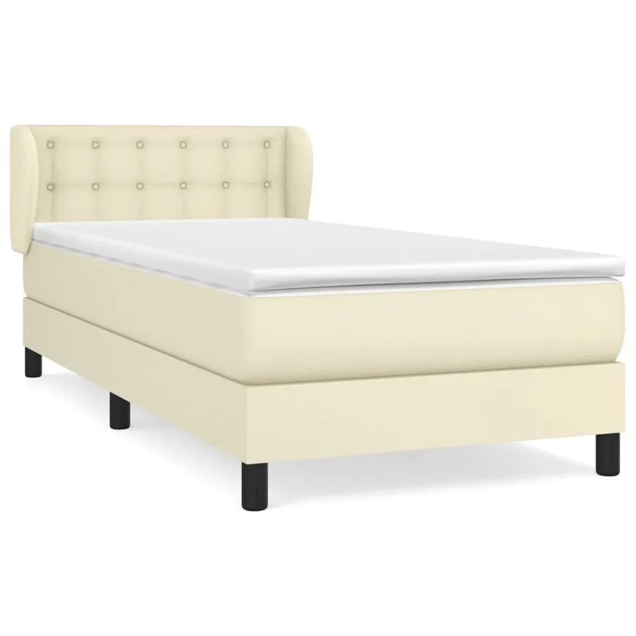 Sommier à lattes de lit avec matelas Crème 90x200 cm Similicuir - 2