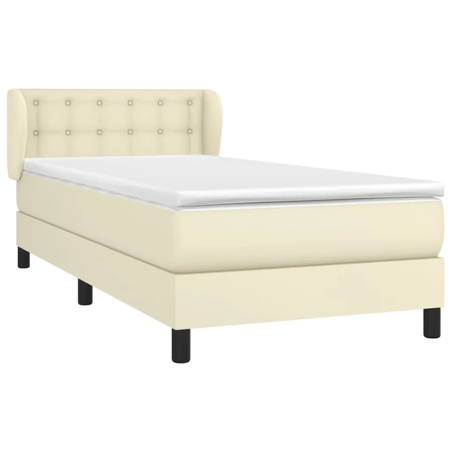 Sommier à lattes de lit avec matelas Crème 90x200 cm Similicuir - 3