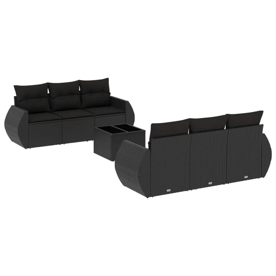 Salon de jardin 7 pcs avec coussins noir résine tressée 55 x 62 x 69 cm - 59,4 kg - 2