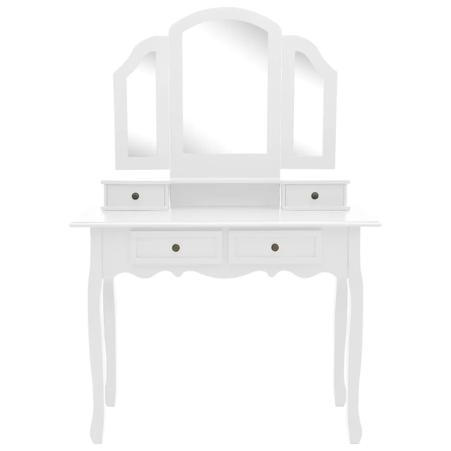 Ensemble de coiffeuse et tabouret Blanc 100x40x146 cm Paulownia - 3