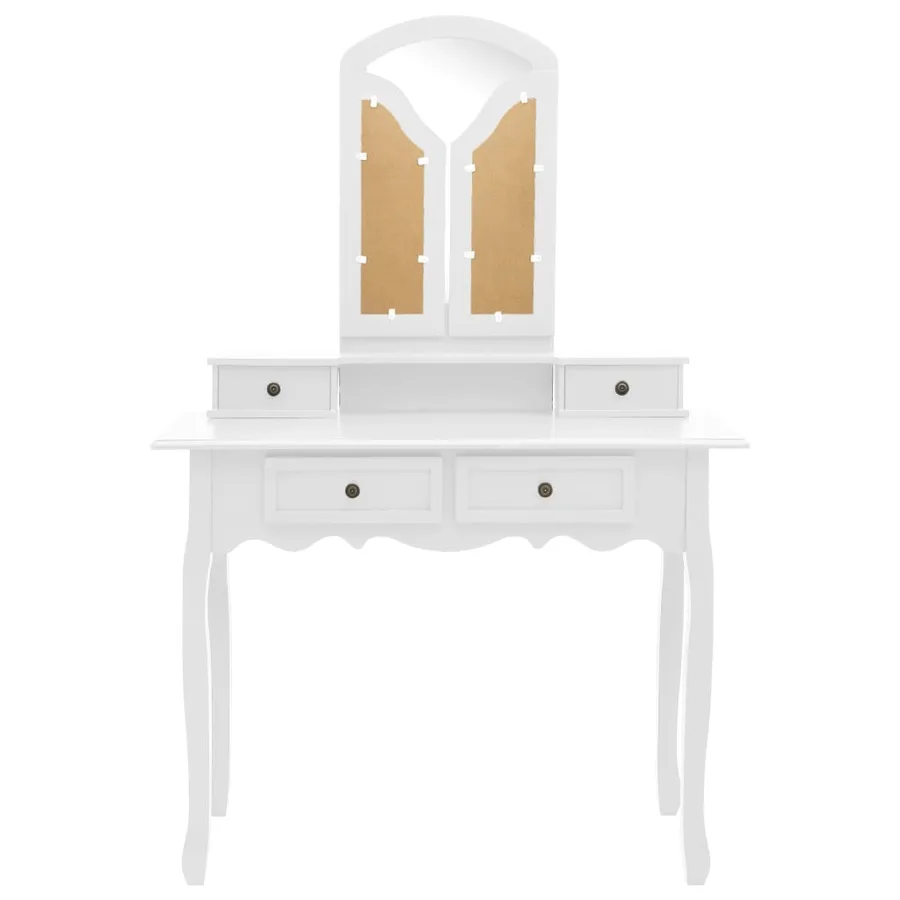 Ensemble de coiffeuse et tabouret Blanc 100x40x146 cm Paulownia - 4