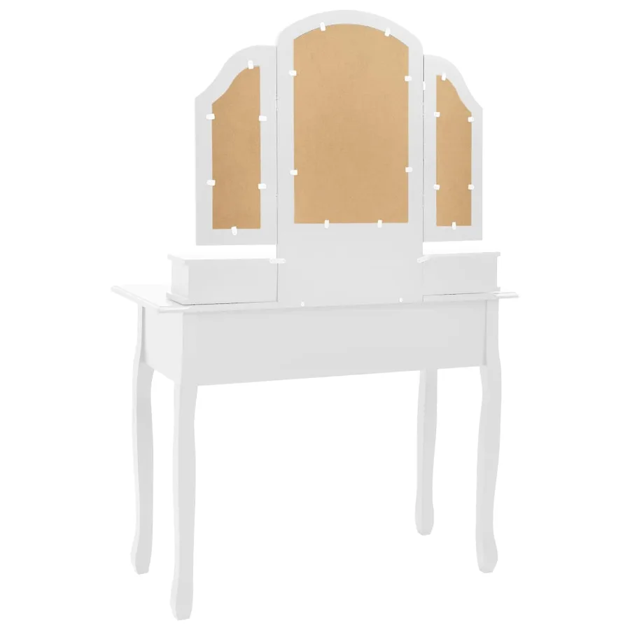 Ensemble de coiffeuse et tabouret Blanc 100x40x146 cm Paulownia - 6