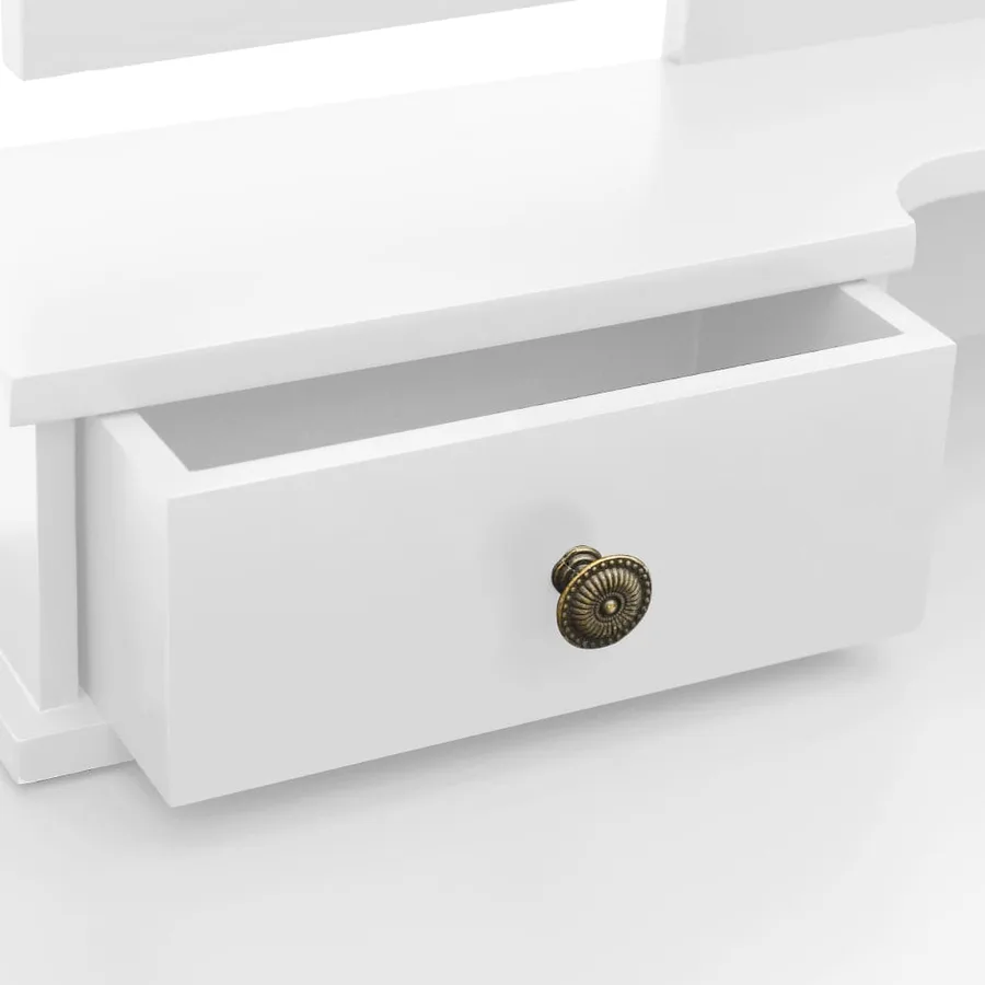 Ensemble de coiffeuse et tabouret Blanc 100x40x146 cm Paulownia - 9