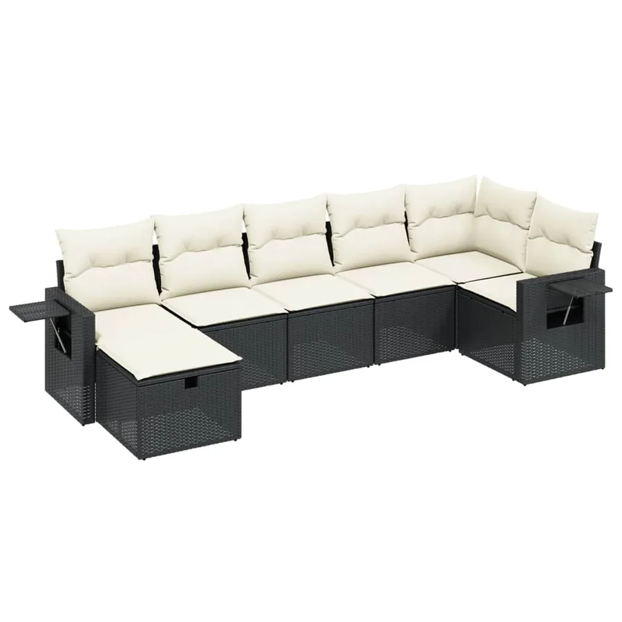 Salon de jardin 7 pcs avec coussins noir résine tressée 62 x 62 x 69 cm - 55,7 kg - 2