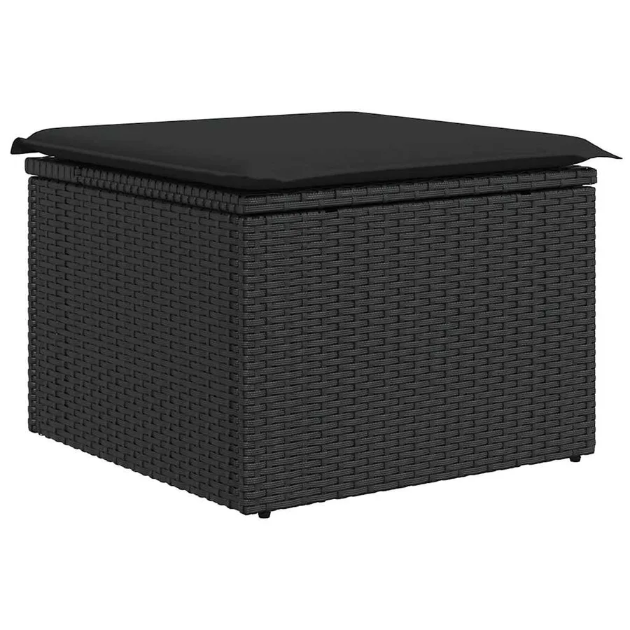 Salon de jardin 5 pcs avec coussins noir résine tressée - 3