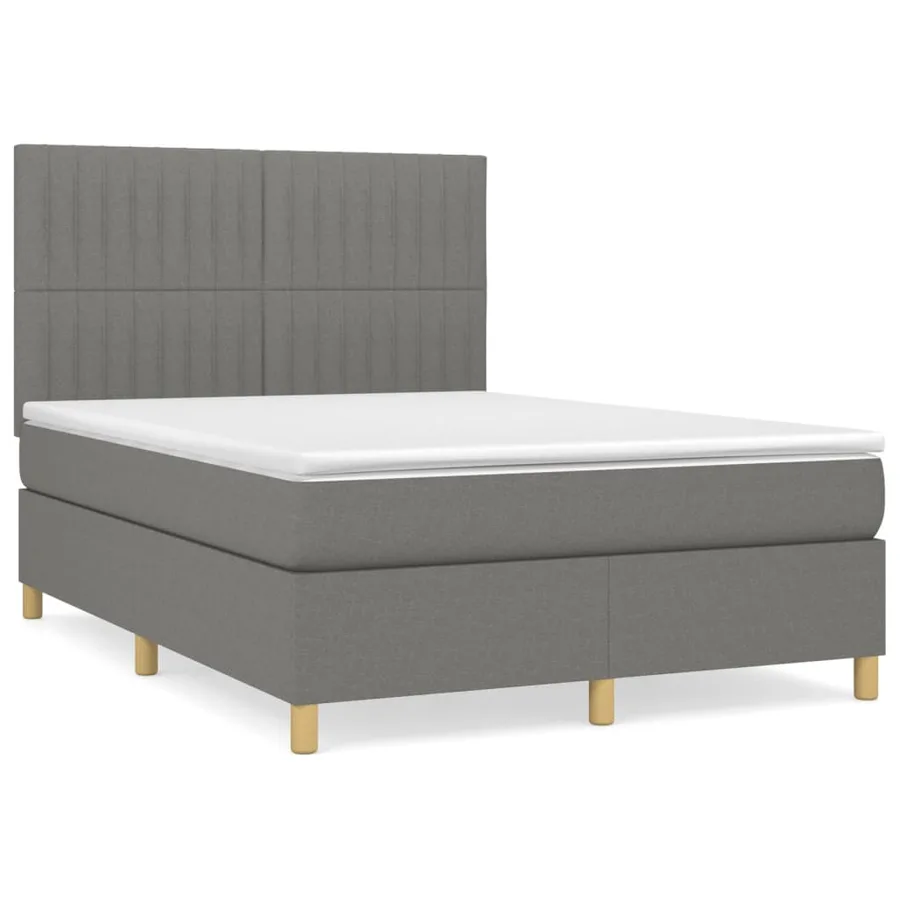 Sommier à lattes de lit avec matelas Gris foncé 140x200cm Tissu - 2