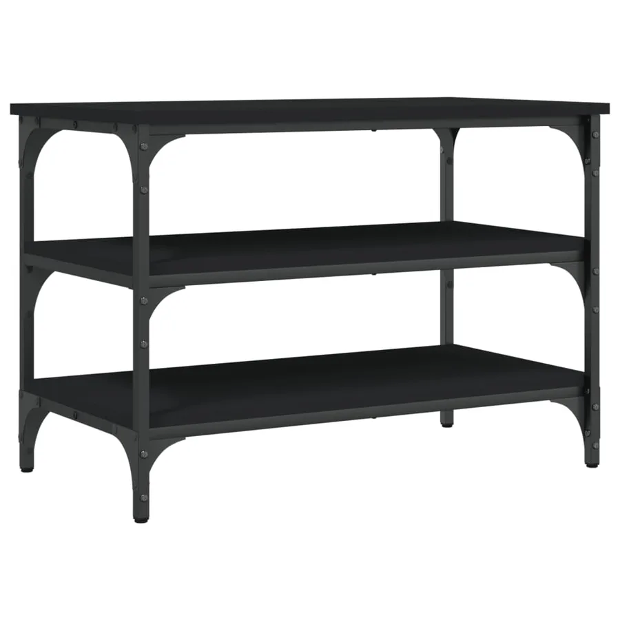 Banc à chaussures noir 70x38,5x49 cm bois d'ingénierie - 2