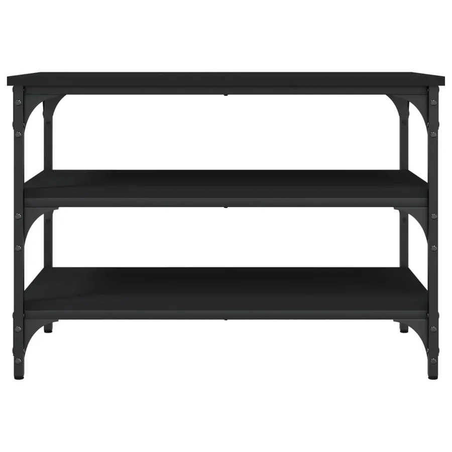 Banc à chaussures noir 70x38,5x49 cm bois d'ingénierie - 5