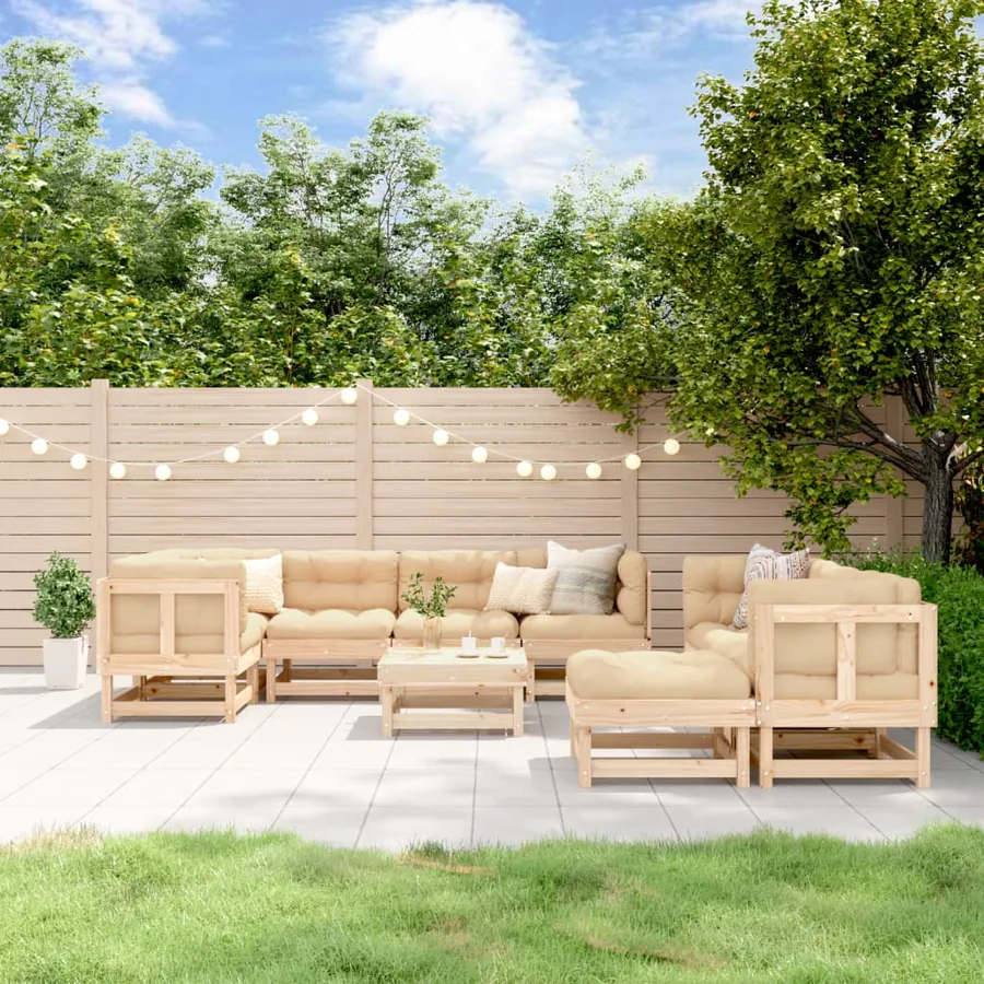 Salon de jardin 10 pcs Bois de pin massif