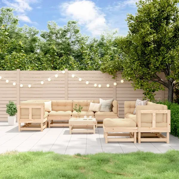 Salon de jardin 10 pcs Bois de pin massif