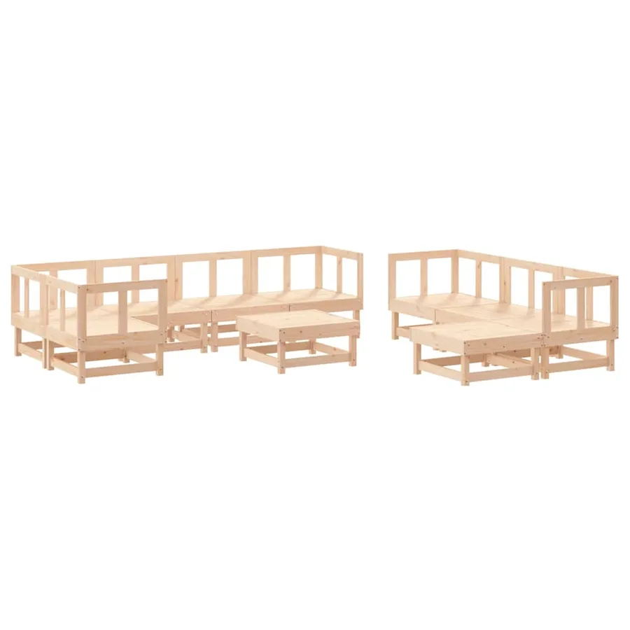 Salon de jardin 10 pcs Bois de pin massif - 2
