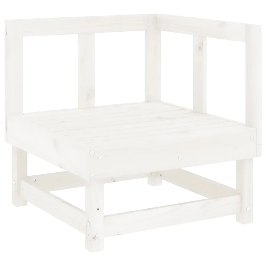 Salon de jardin 7 pcs Blanc Bois de pin massif - 3