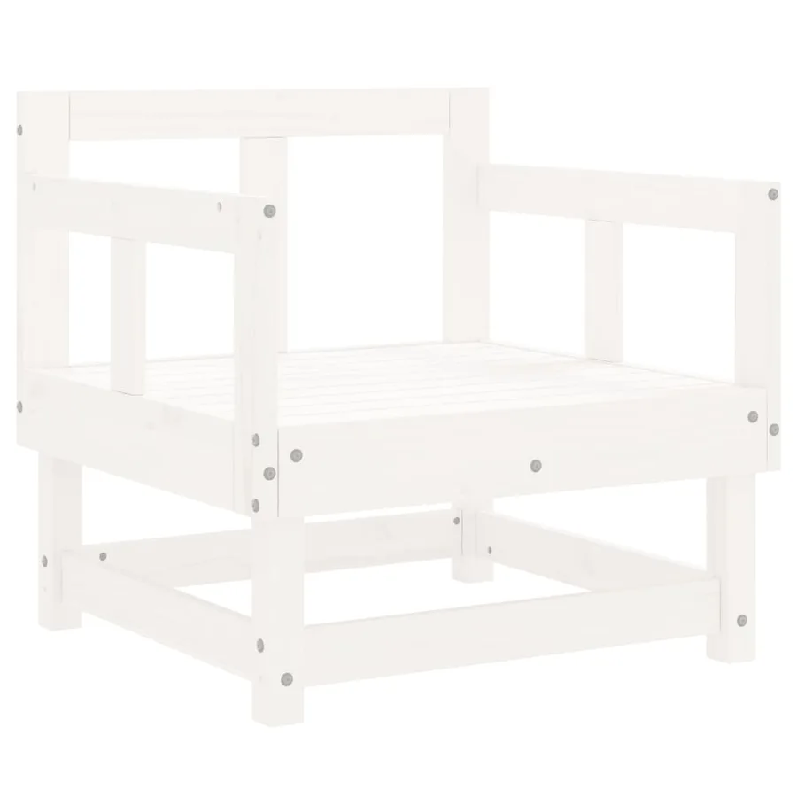 Salon de jardin 7 pcs Blanc Bois de pin massif - 5
