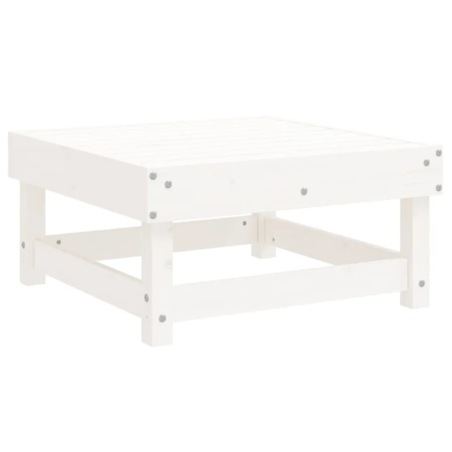 Salon de jardin 7 pcs Blanc Bois de pin massif - 6