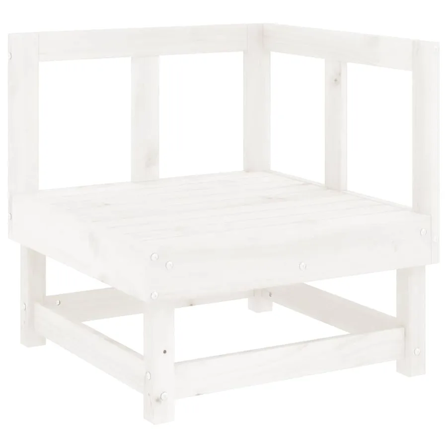 Salon de jardin 5 pcs blanc bois massif de pin - 3