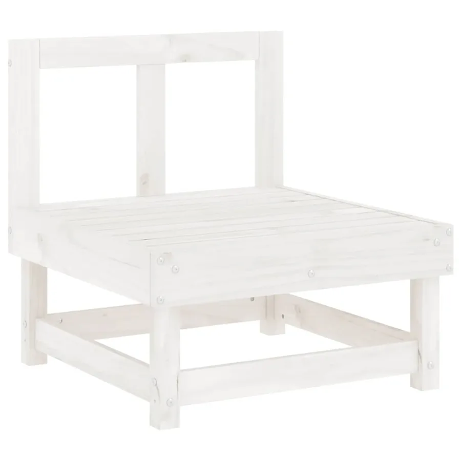 Salon de jardin 5 pcs blanc bois massif de pin - 4