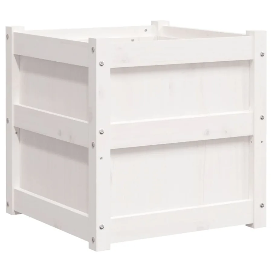 Jardinières 2 pcs blanc bois de pin massif - 5