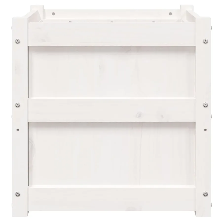 Jardinières 2 pcs blanc bois de pin massif - 6