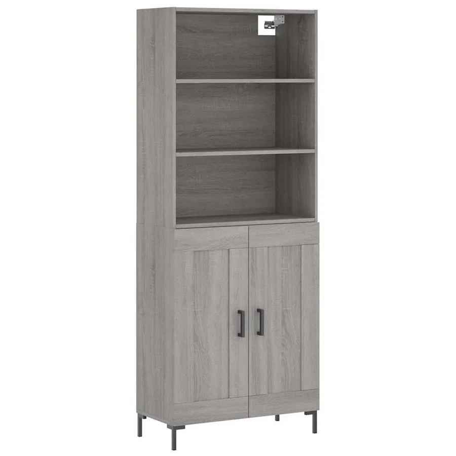 Buffet haut Sonoma gris 69,5x34x180 cm Bois d'ingénierie - 2
