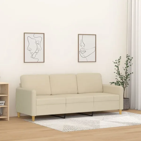 Canapé à 3 places Crème 180 cm Tissu