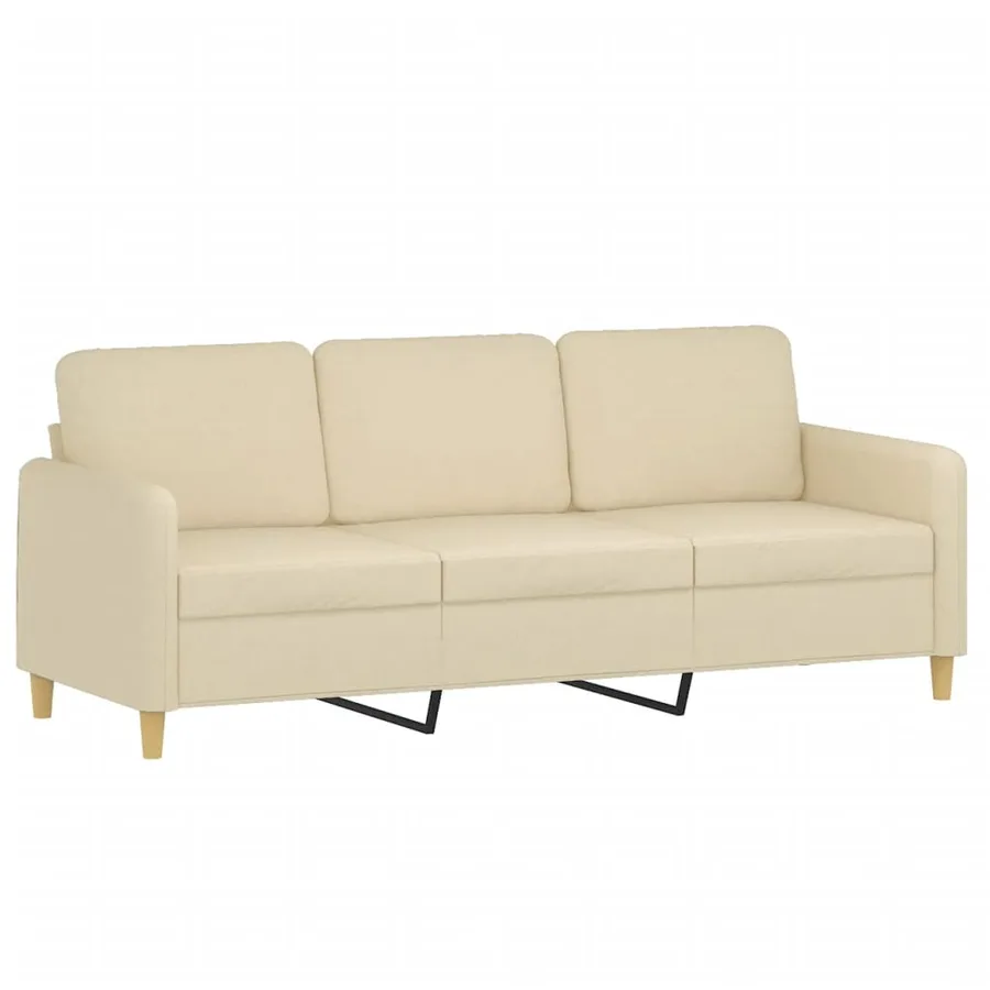 Canapé à 3 places Crème 180 cm Tissu - 2