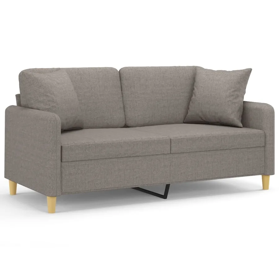 Canapé 2 places avec oreillers décoratifs taupe 140 cm tissu - 2