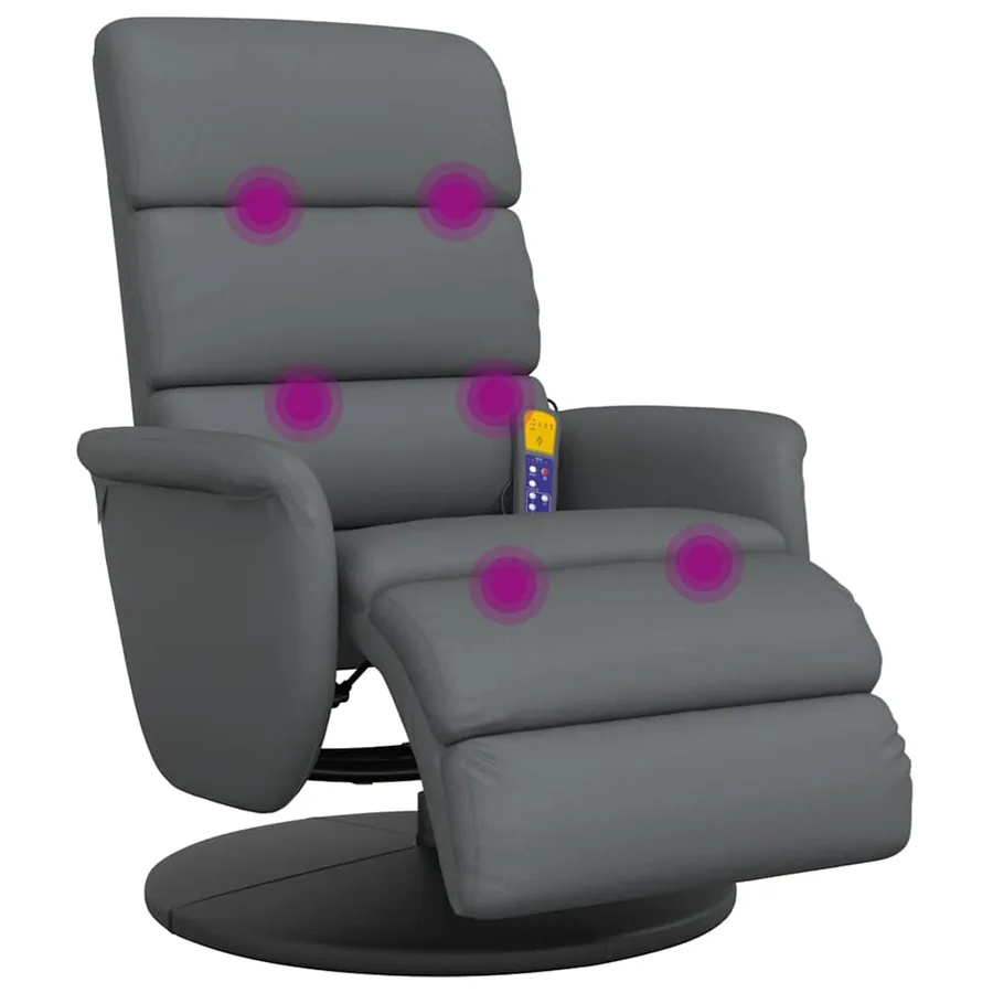 Fauteuil inclinable de massage repose-pieds gris similicuir - 2
